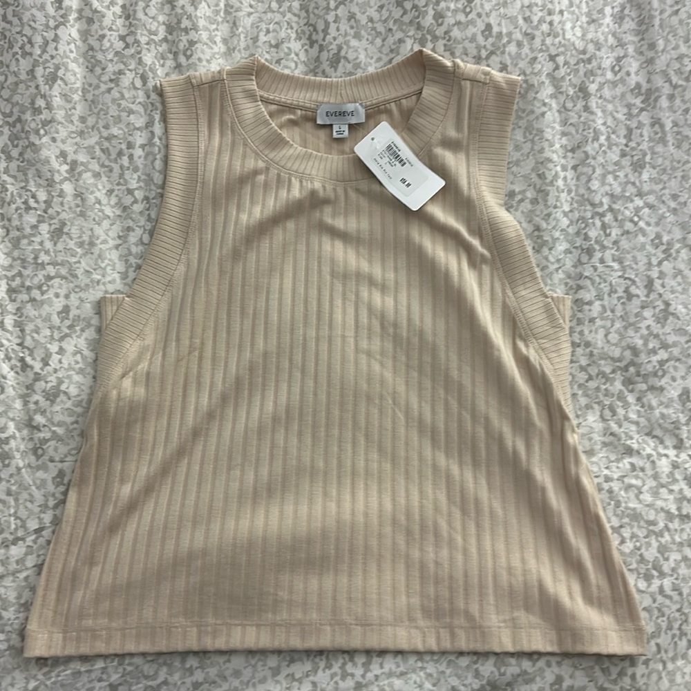 EVEREVE Cream Ribbed Tank